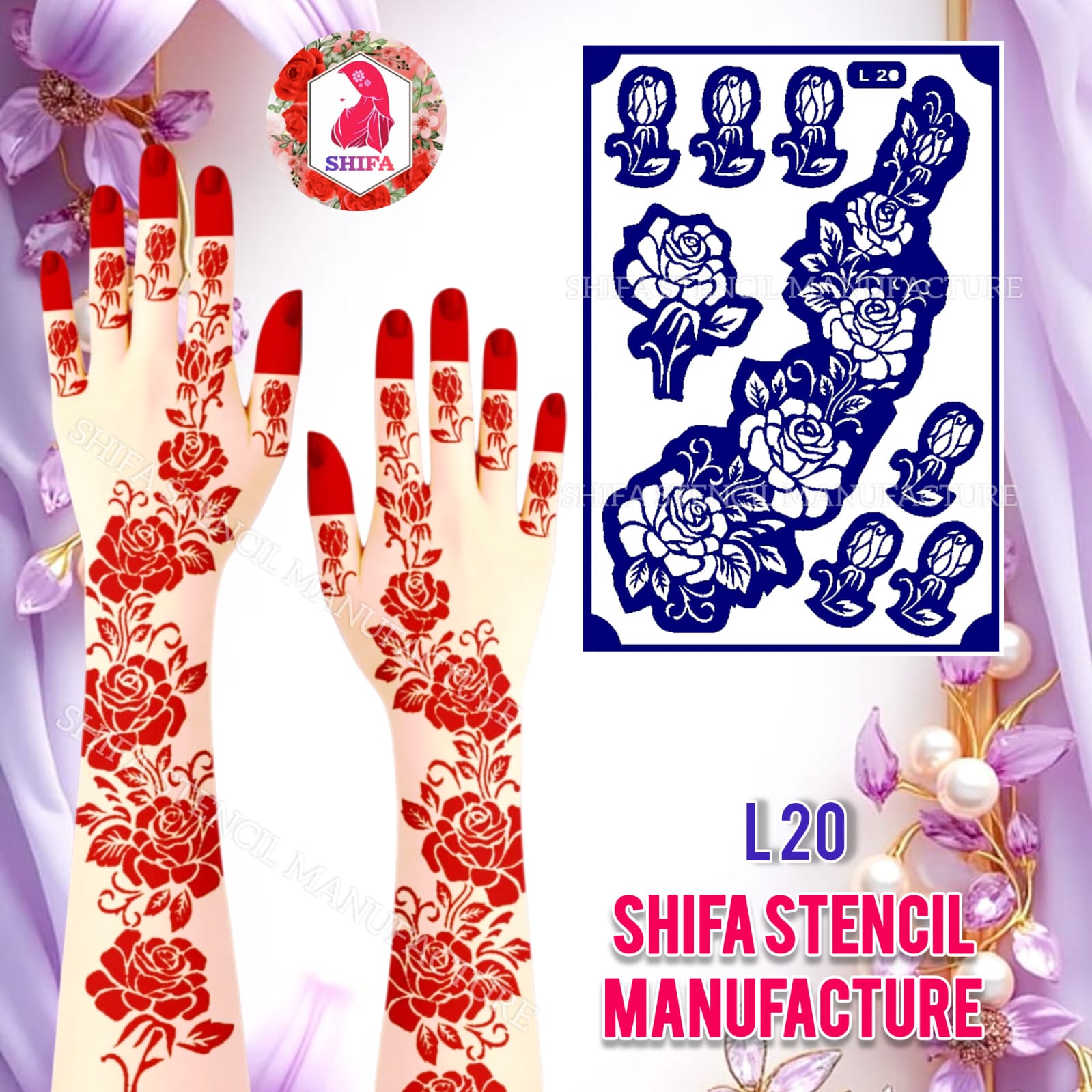 L20 Royal Rose Trail - Sticker Overview - Shifa Stencil Manufacturer